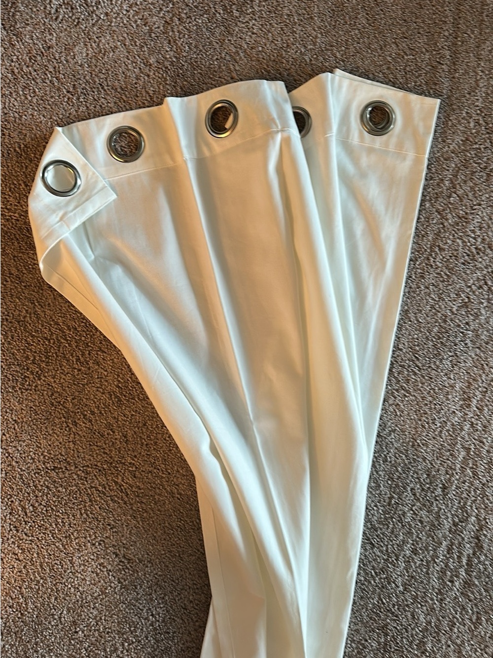 Set of 4 White Cotton Canvas Drapery Panels Silver Grommets 100” Length